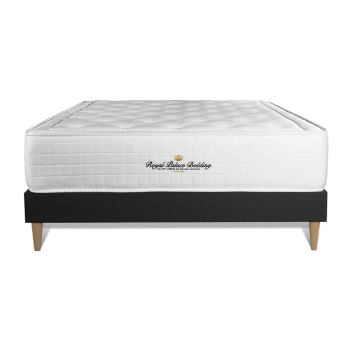 Ensemble matelas à mémoire de forme maxi épaisseur Buckingham sommier KIT noir + Sommier tapissier en kit cm d'épaisseur - Matelas à Mémoire de forme de 30cm d'épaisseur