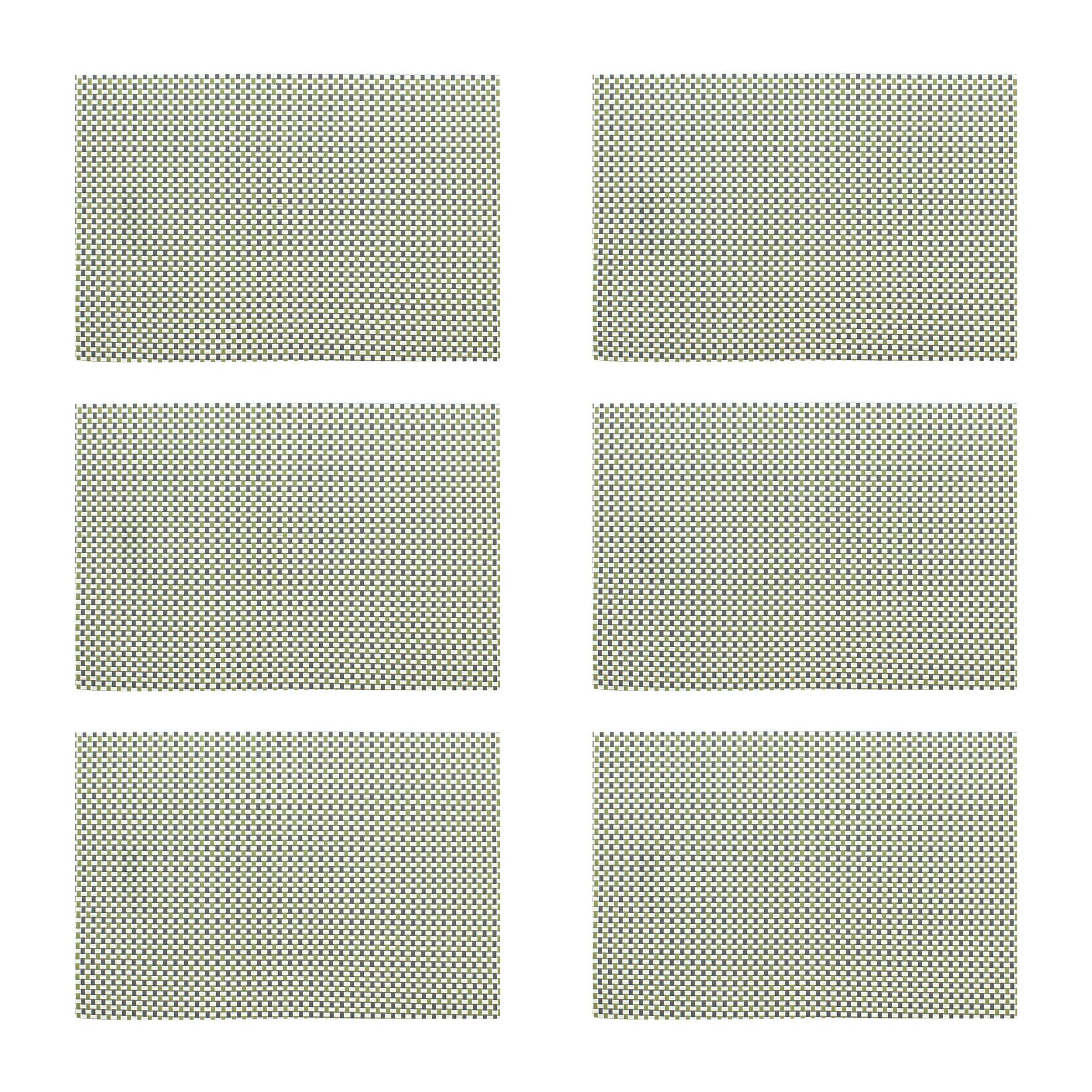 Lot de  6 sets de table tissé en PVC vert 45x30cm