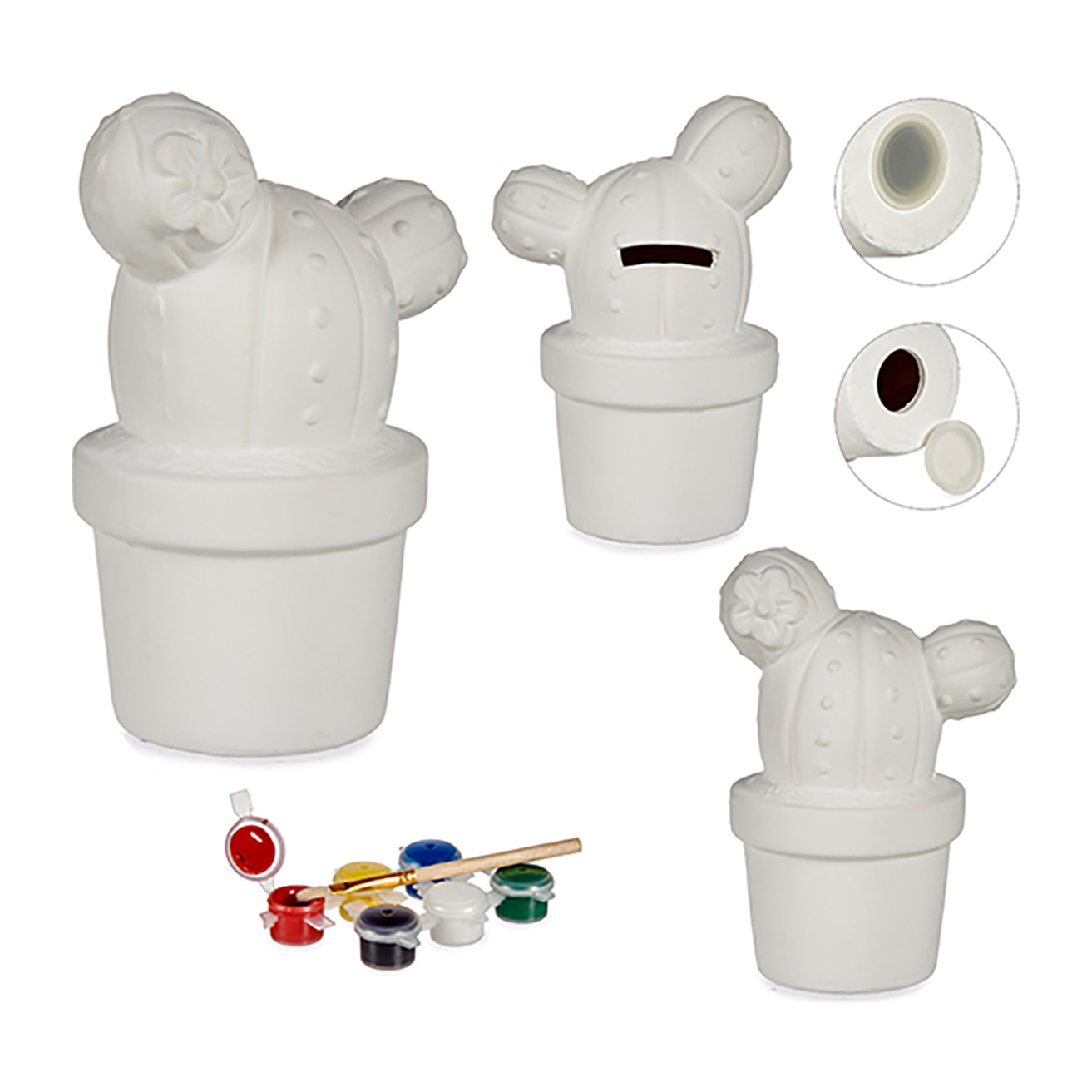 Salvadanaio da dipingere design cactus.