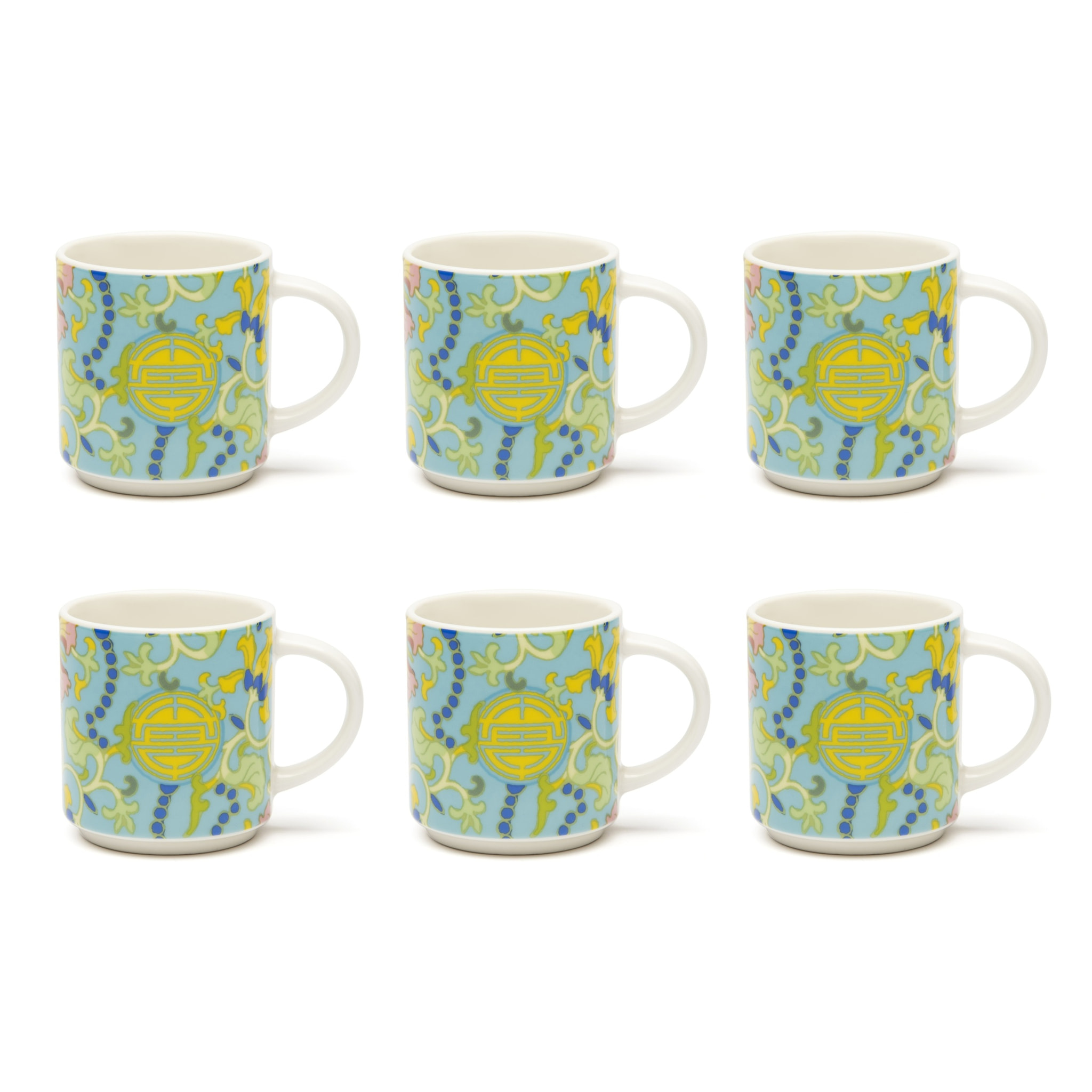 Set 6 Tasses à Café Excelsa – La Via Della Seta, New Bone China Multicolore