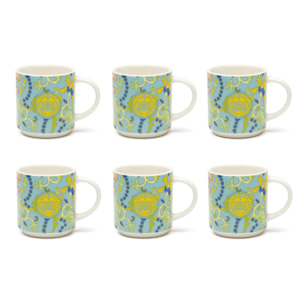 Set 6 Tasses à Café Excelsa – La Via Della Seta, New Bone China Multicolore