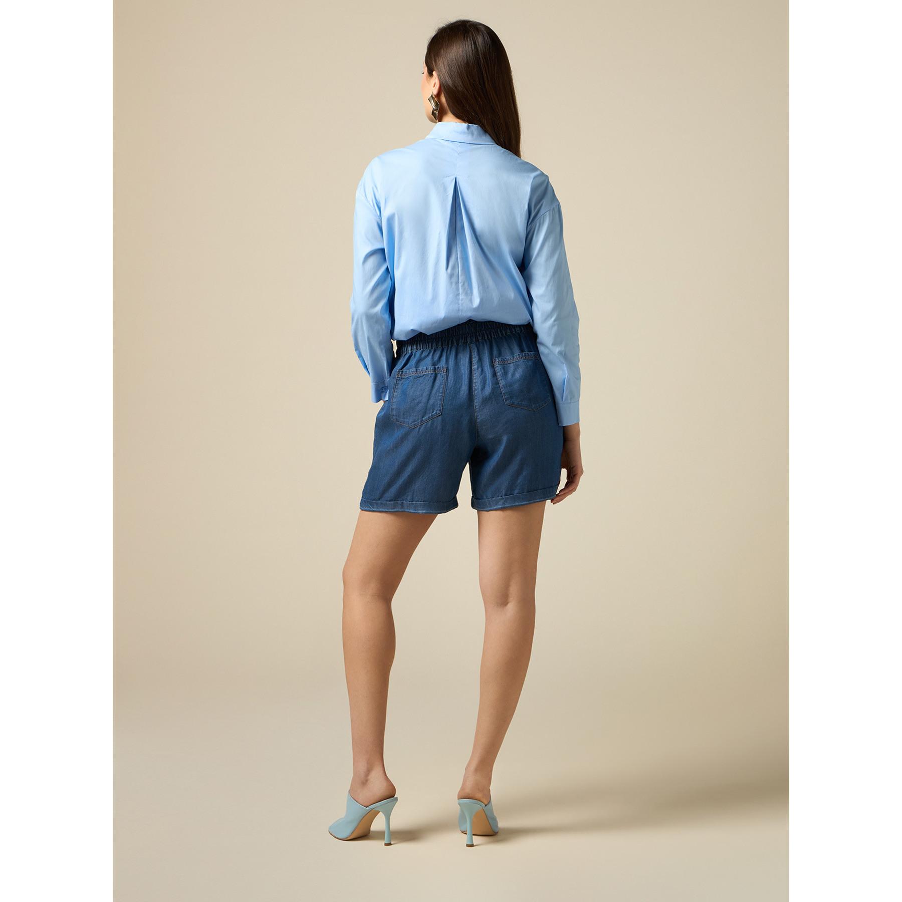 Oltre - Shorts de tencel - Azul