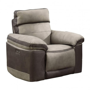 Fauteuil relaxation motorisé bicolore en tissu - 2 coloris - LAURIE