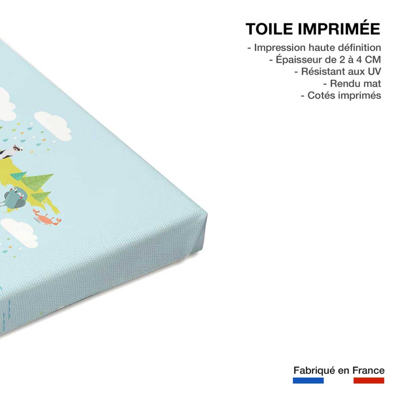 Tableau world map and animals Toile imprimée