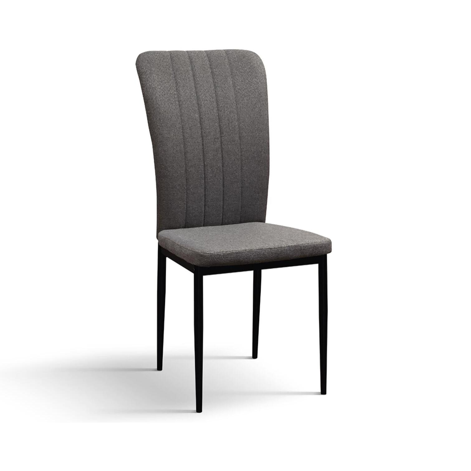 Set di 6 sedie AMSTERDAM in tessuto grigio e gambe in metallo nero