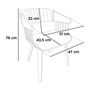 Brema - Set 2 Sedie Imbottiti 51x78x42,5 cm in Legno di Plywood e Tessuto Beige