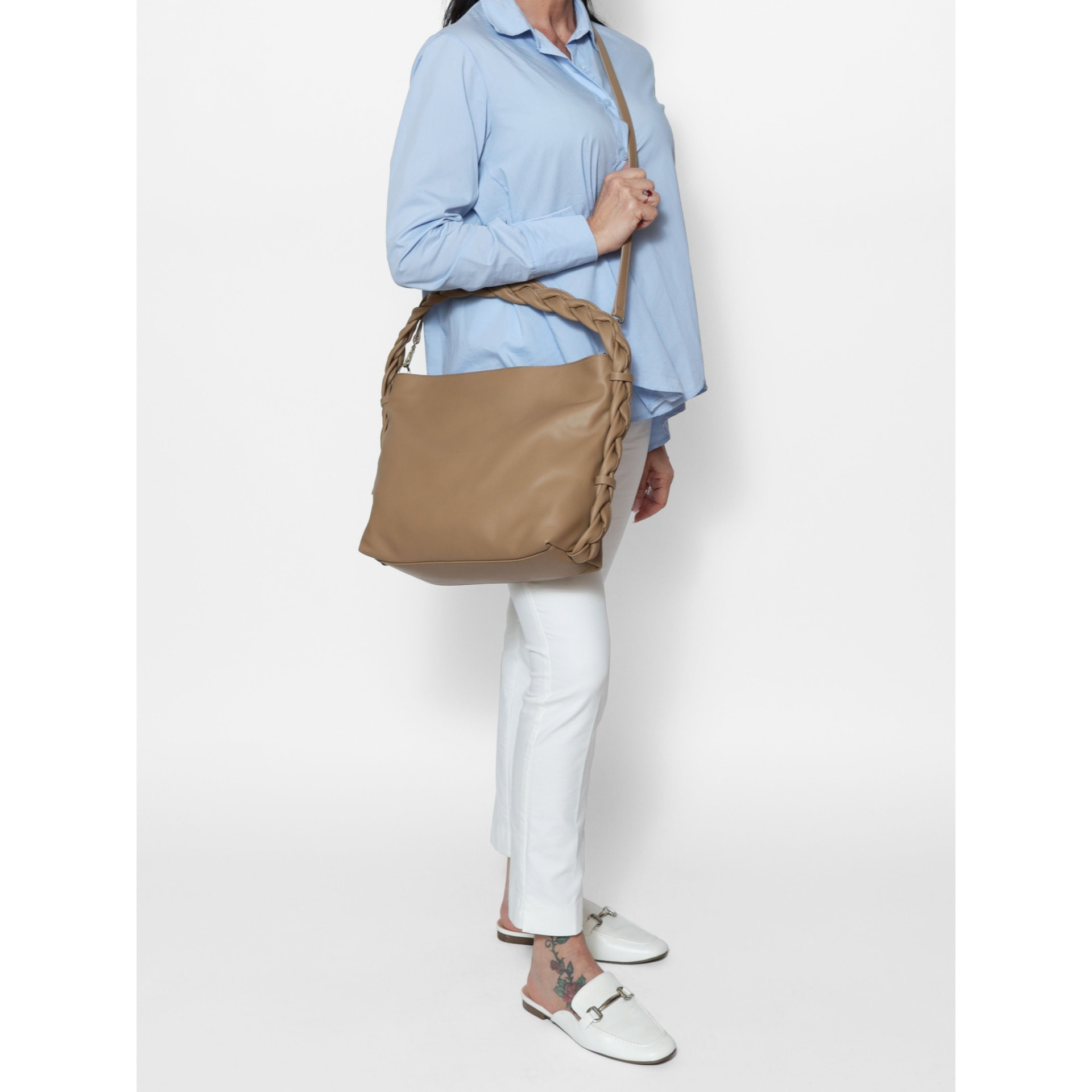 Borsa a spalla da donna - Modello Umbria - Vera pelle - 31.0 x 26.0 x 12.0 cm