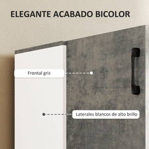 Aparador de 2 Puertas de Cierre Suave Aparador de Salón con Estante Mueble Auxiliar para Cocina Dormitorio Entrada 80x37x80 cm Gris Cemento y Blanco Brillo