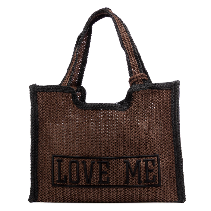 Bergamasco Borsa shopper Donna. Realizzata in carta intrecciata design "Love Me".