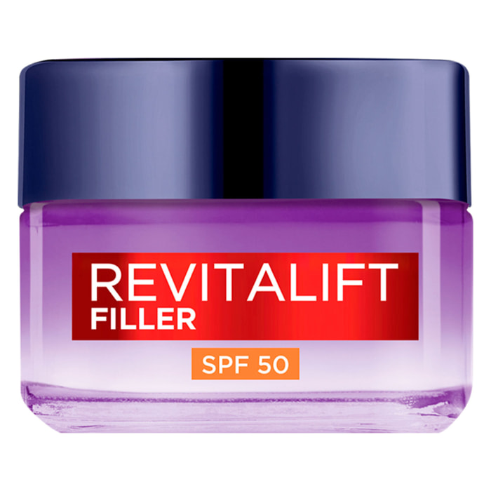 Crema Viso Anti-Rughe SPF 50 Revitalift Filler Trattamento Rivolumizzante Giorno con Acido Ialuronico - Barattolo da 50ml