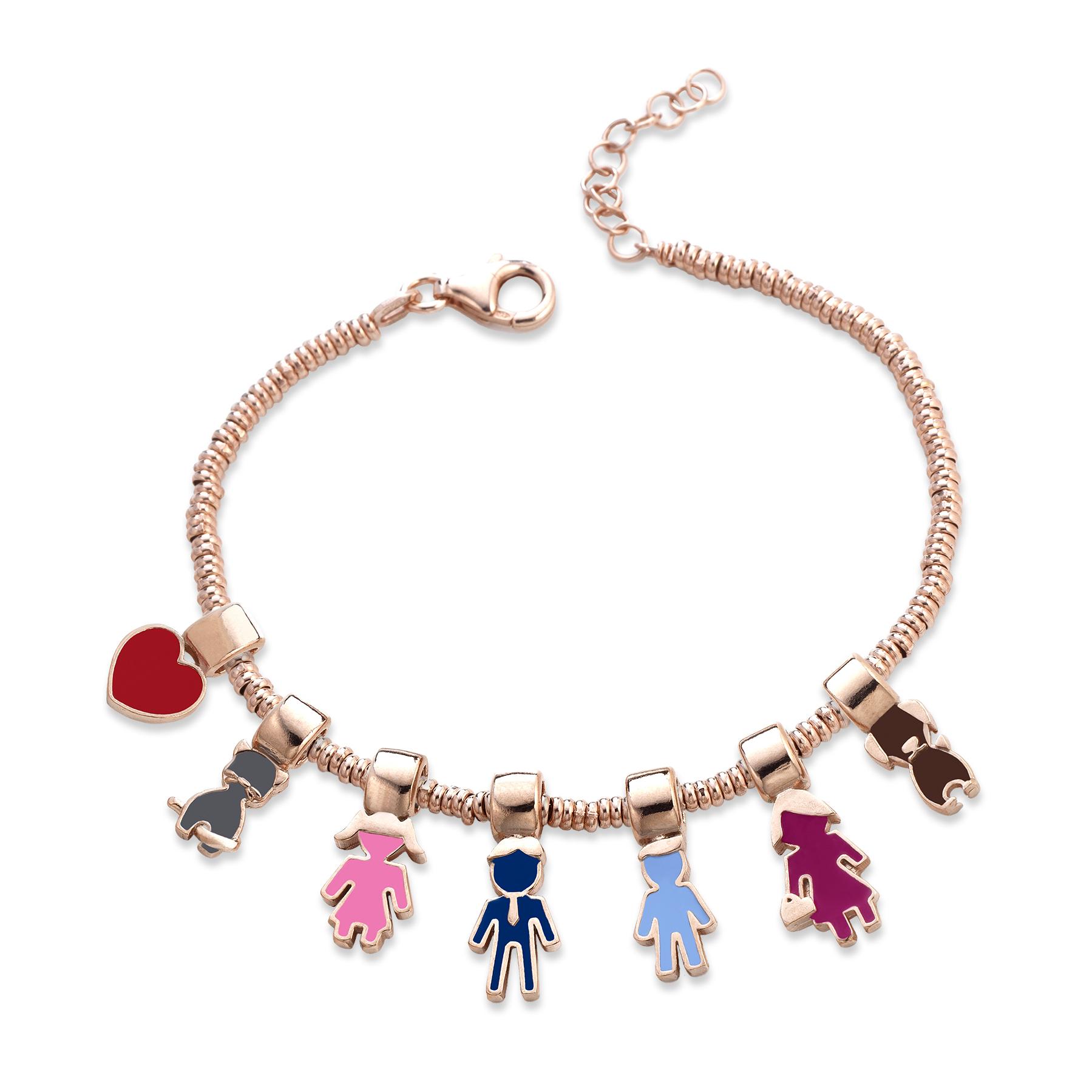 Bracciale Love Makes a Family modello Elements Papà Argento Rosè con Ciondolo Smaltato Blu