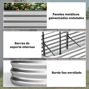 Jardinera Exterior Grande con Cubierta de Invernadero y Malla, Huerto Urbano de Acero Galvanizado con Fondo Abierto, Resistente a la Intemperie, para Patio, Terraza, 200x60x103 cm, Plateado