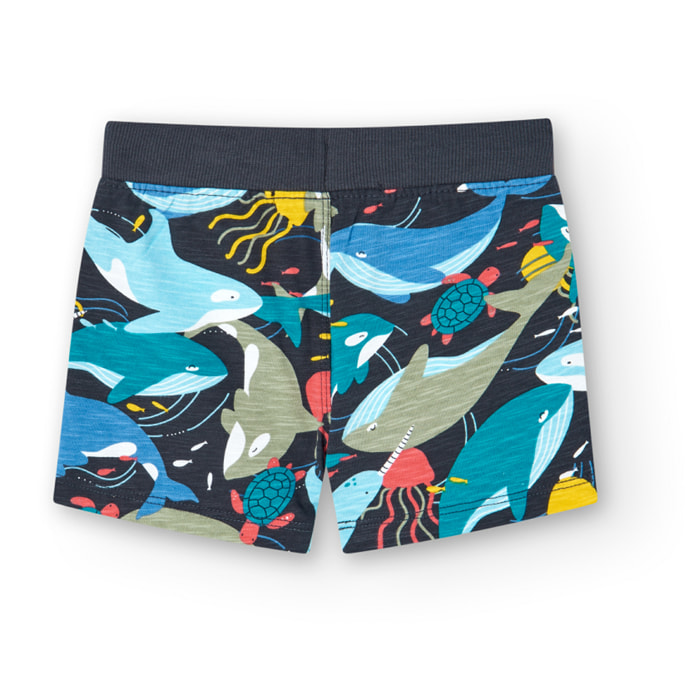 Bermudas estampadas niÃ±o, algodÃ³n, gris oscuro