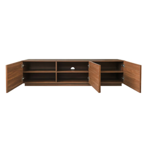 Meuble TV décor bois 3 portes noyer 180cm L 180 x P 43 x H 45cm - Kuba