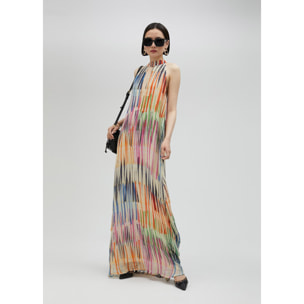 Vestito lungo stampa multirighe