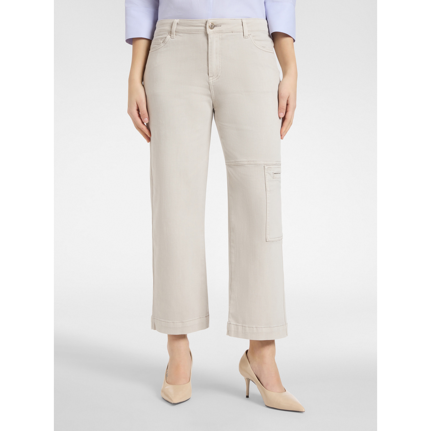 Elena Mirò - Pantaloni cargo in bull stretch - Beige