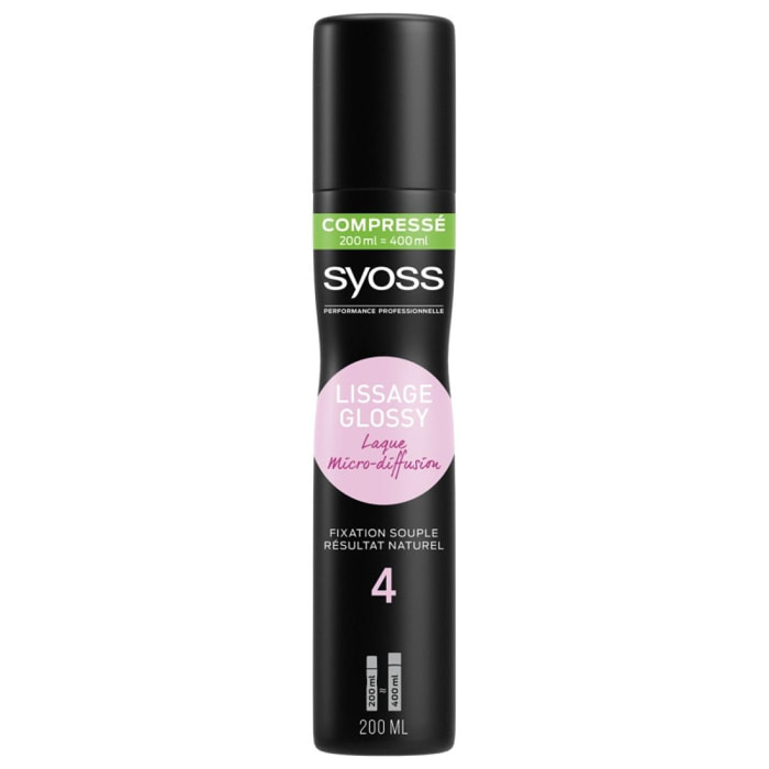 Pack de 4 - Syoss - Laque Compressée - Micro-diffusion - Lissage Glossy - 200 ml