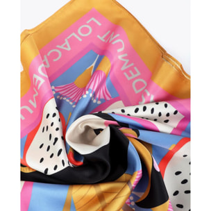 Sciarpa in raso con stampa tropicale