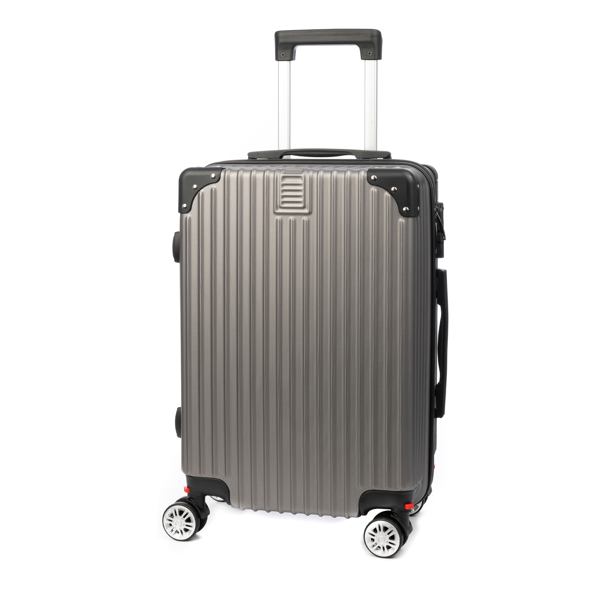 DAM Valigia da cabina Trolley in materiale leggero ABS ad alta resistenza con angoli rinforzati. Chiusura numerica e 4 ruote doppie estraibili e girevoli a 360°. 37x24x56 Cm. Colore: Grigio Scuro