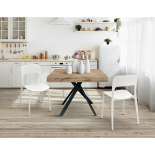 Tavolo FORTE DEI MARMI in legno, finitura rovere rustico e gambe incrociate in metallo antracite, allungabile 95x90 cm - 145 x 90 cm