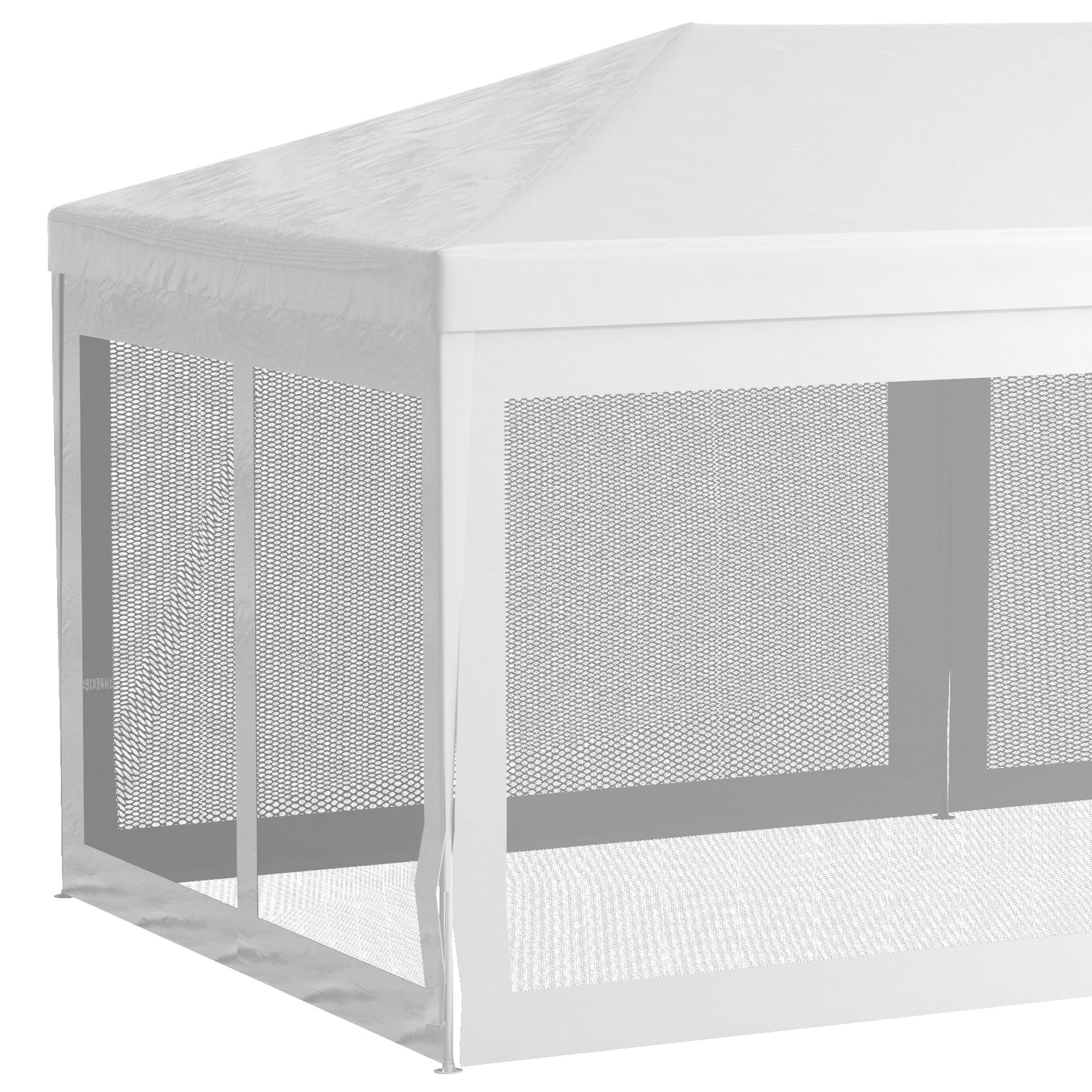 Outsunny Carpa de Jardín 6x3 m Cenador Desmontable Exterior con 6 Mosquiteras Laterales 2 Puertas con Cremallera para Terraza Patio Blanco