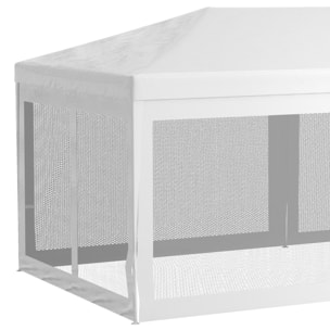 Outsunny Carpa de Jardín 6x3 m Cenador Desmontable Exterior con 6 Mosquiteras Laterales 2 Puertas con Cremallera para Terraza Patio Blanco