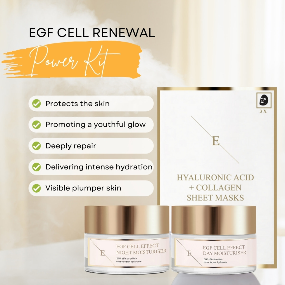 Trío completo para el cuidado de la piel EGF