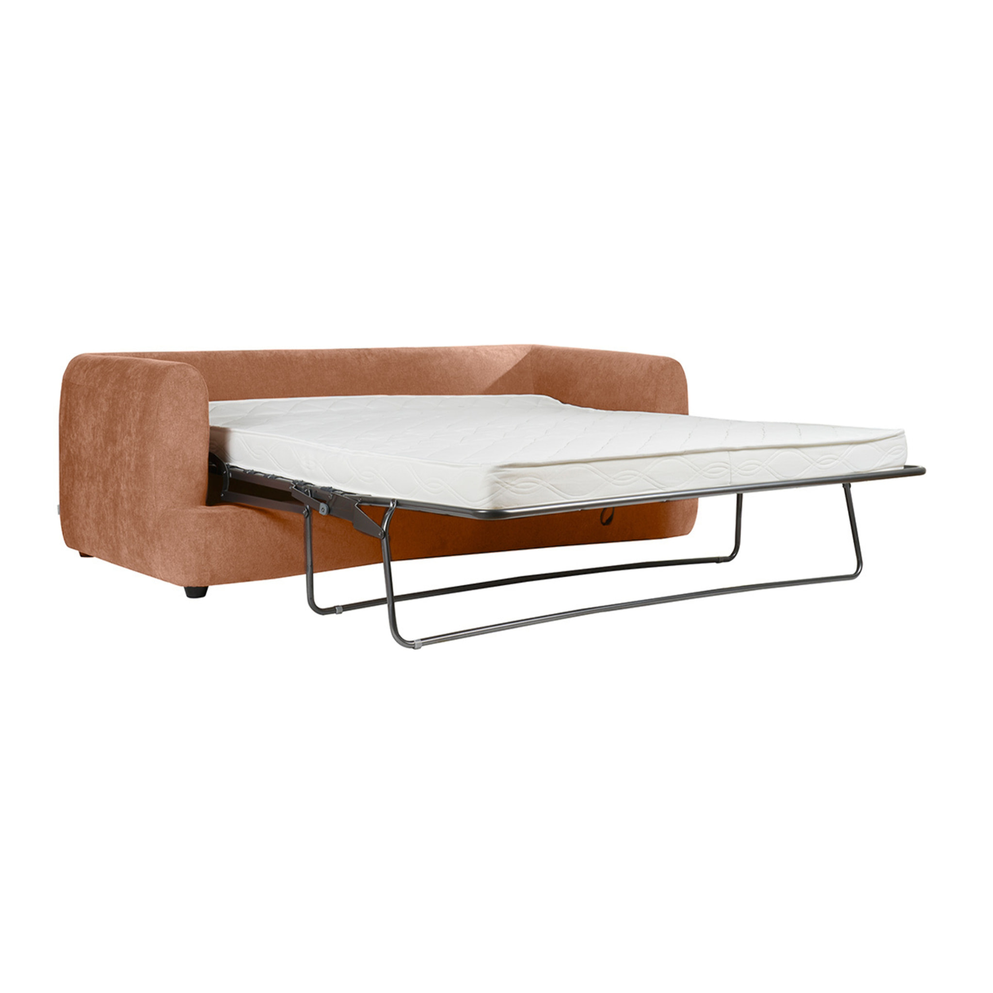 Canapé convertible déhoussable 3-4 places design haricot en tissu effet velours terre brûlée SACHA