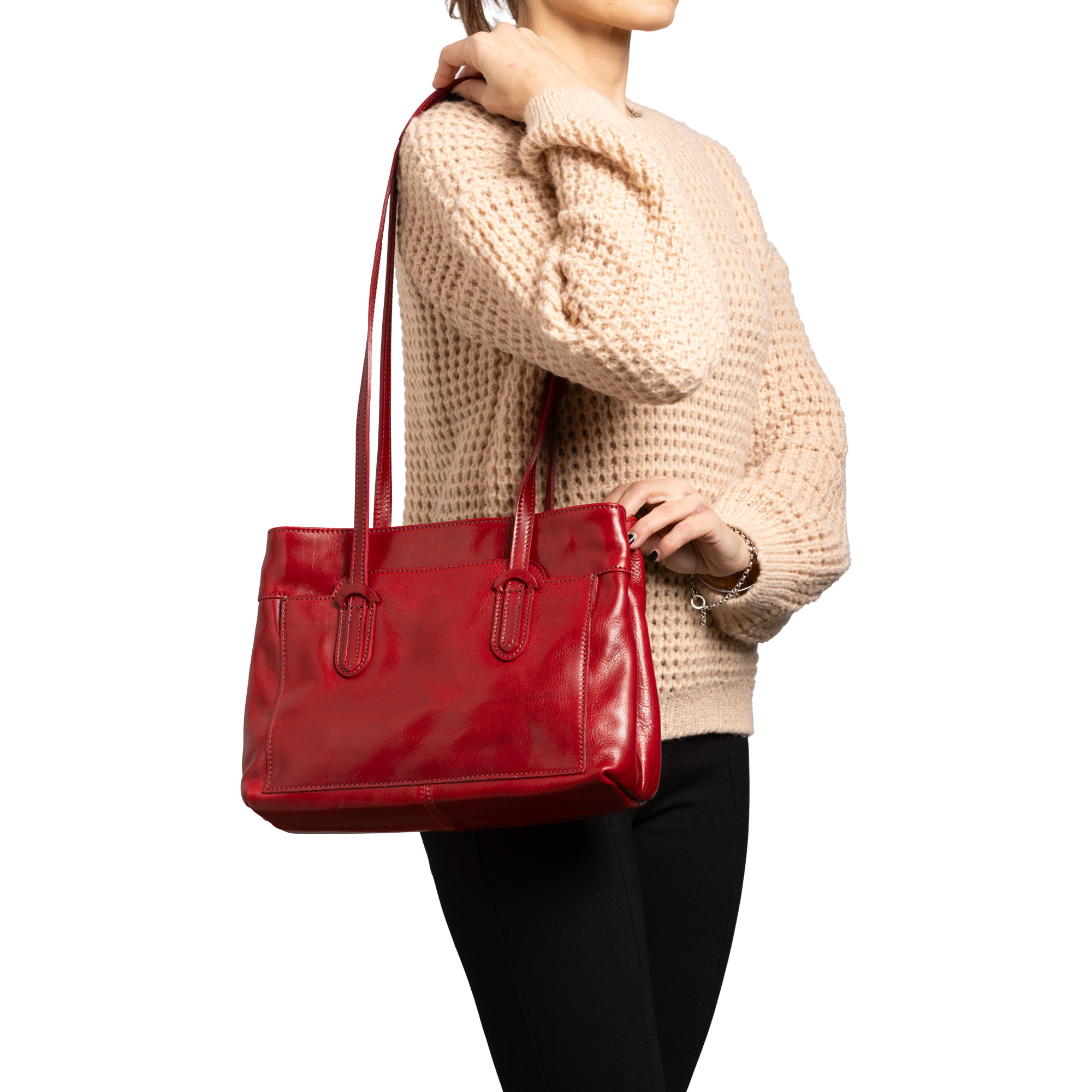 Borsa a spalla  da donna In Vera pelle Made in Italy 23x30x12 cm