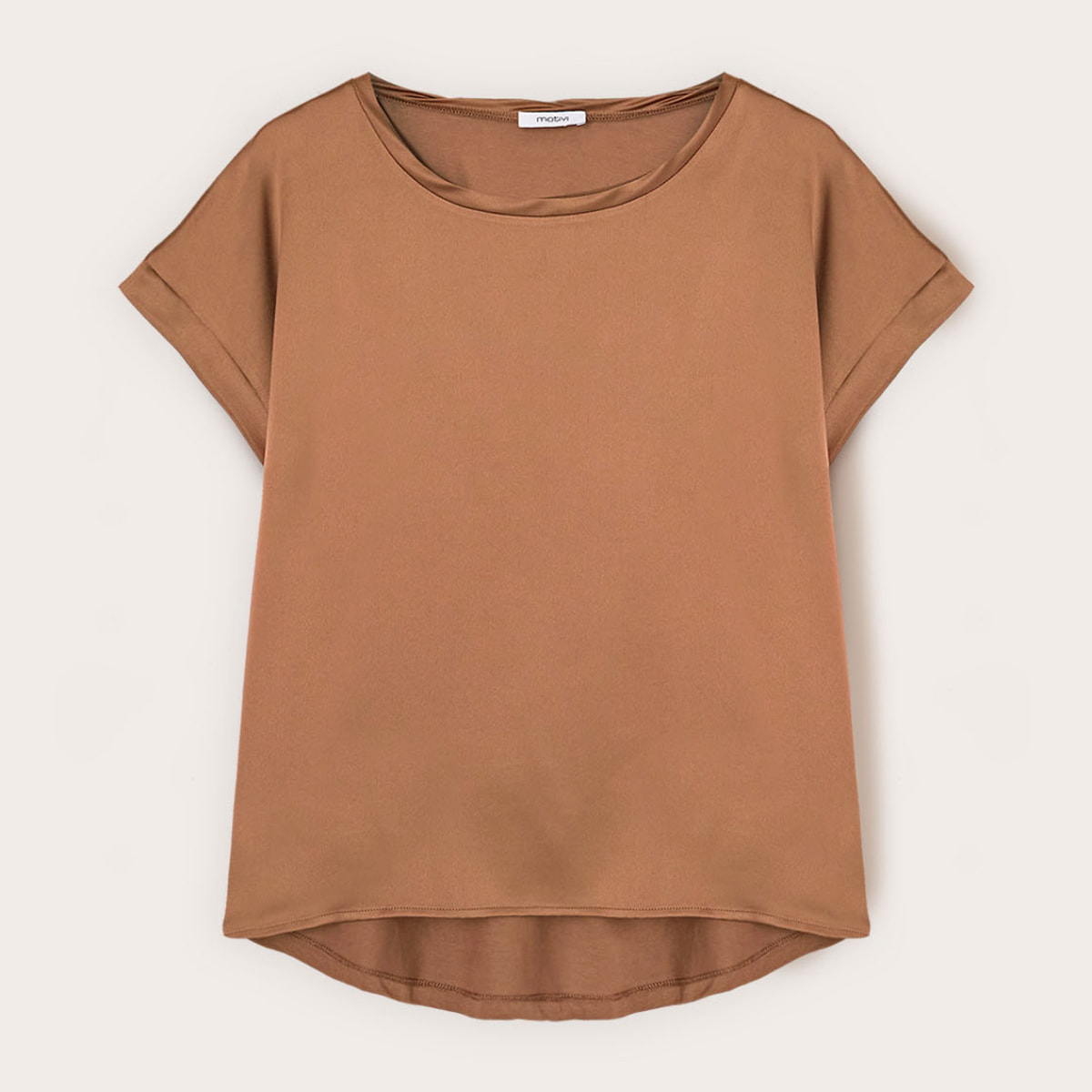 Motivi - T-shirt bimaterica misto cotone - Marrone