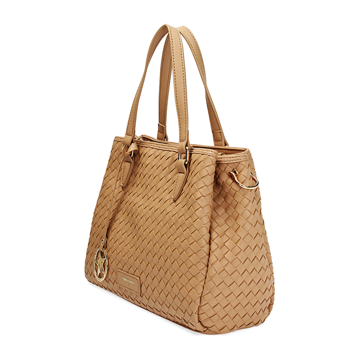 Borsa a mano donna beige intrecciata