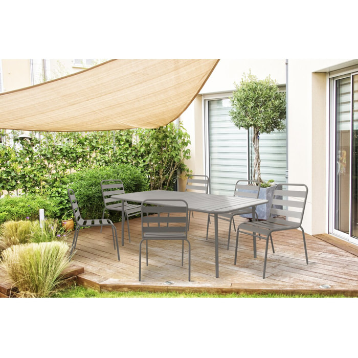 Table jardin en métal "Bilbao" - 180 x 90 x 71 cm - Taupe