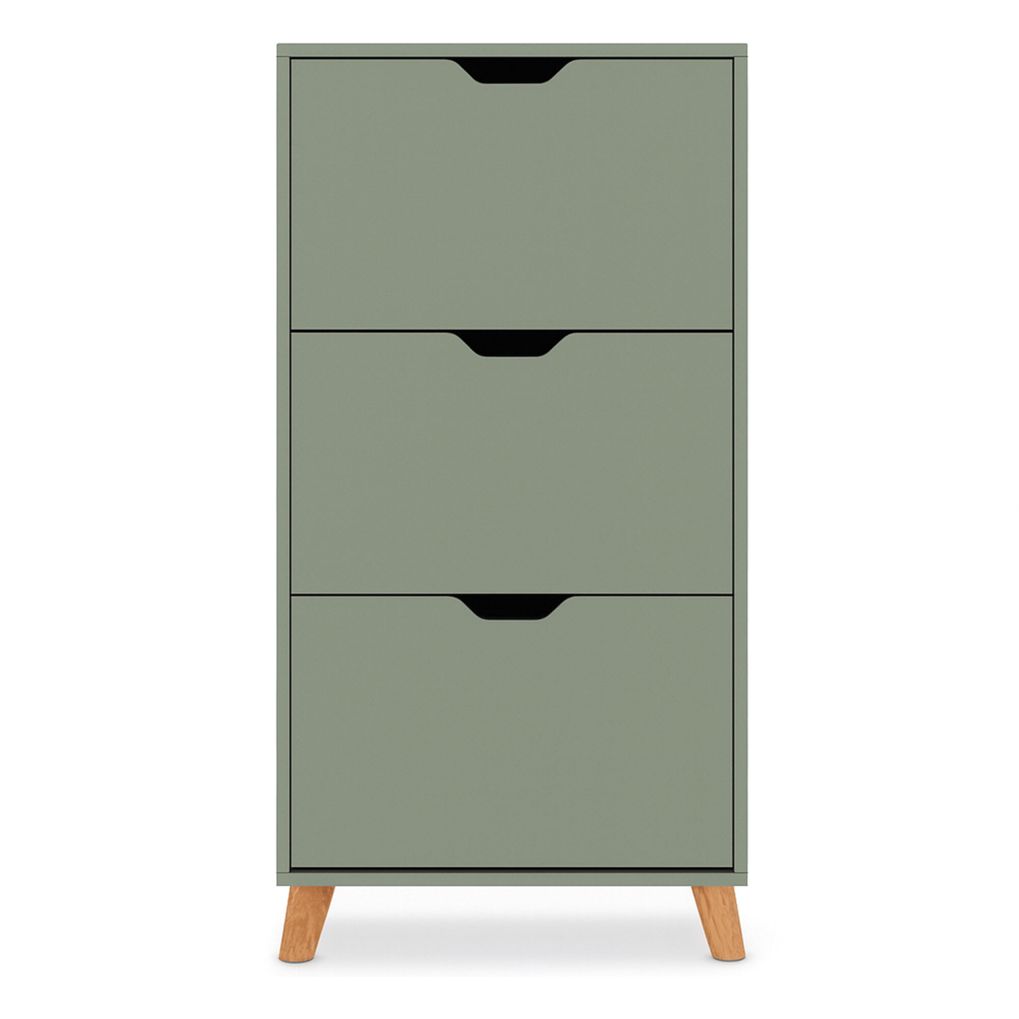 Plana - Scarpiera Salvaspazio 3 Ante 55x116x25 cm 18 Paia in Legno Salvia