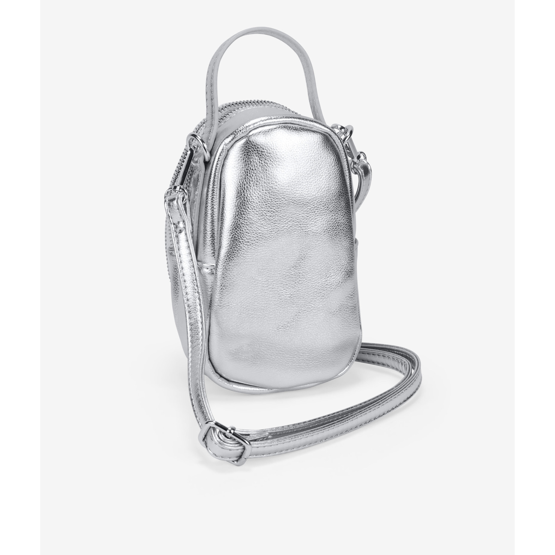 Bolso para móvil plateado con cremallera