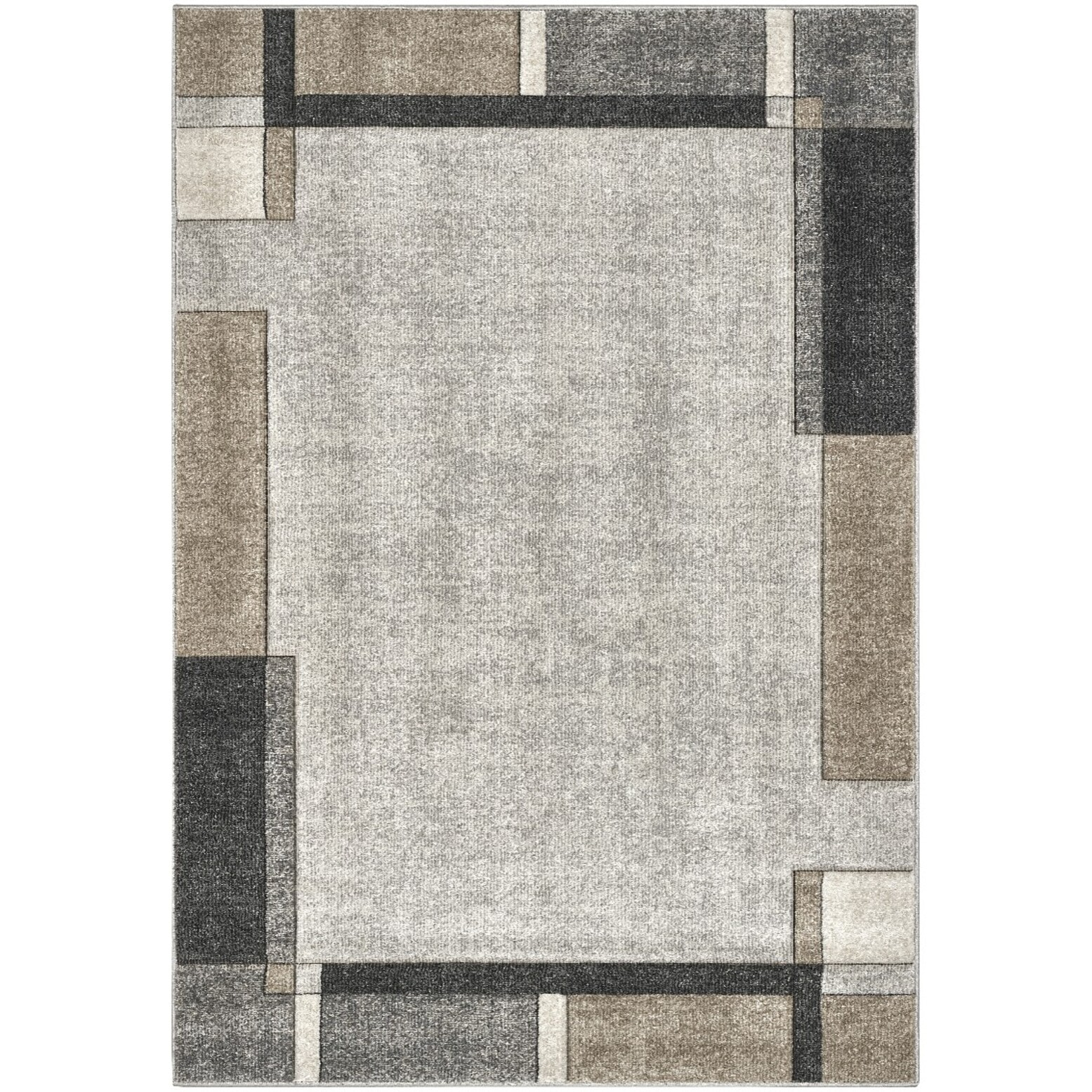 Tappeto Stile Moderno Geometrico Grigio-Beige