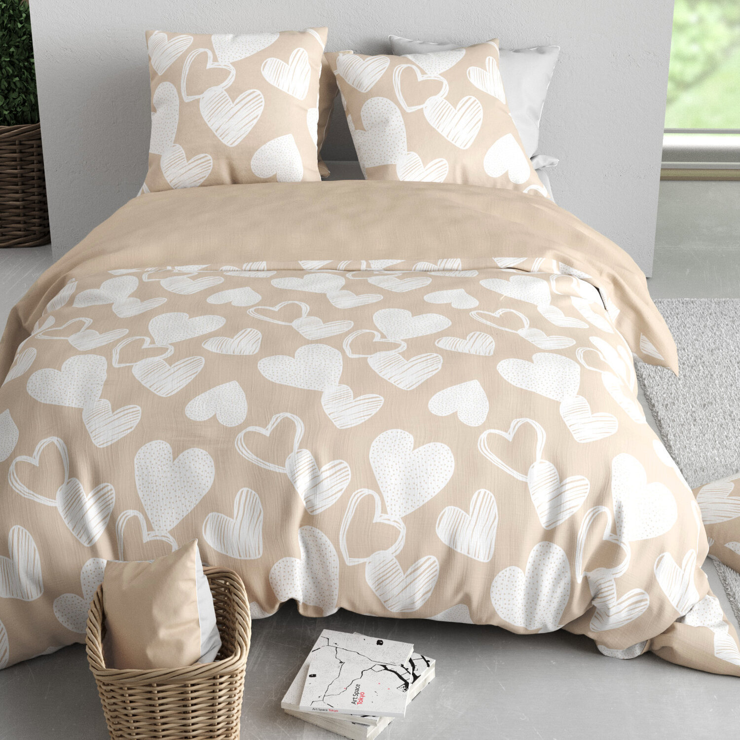 Parure housse de couette 3pcs 100% coton 57 fils tonie