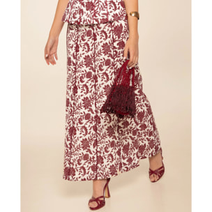 Falda midi estampada con lino