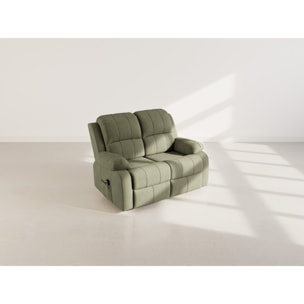 Armand - Canapé 2 places relax électrique en velours côtelé - Vert