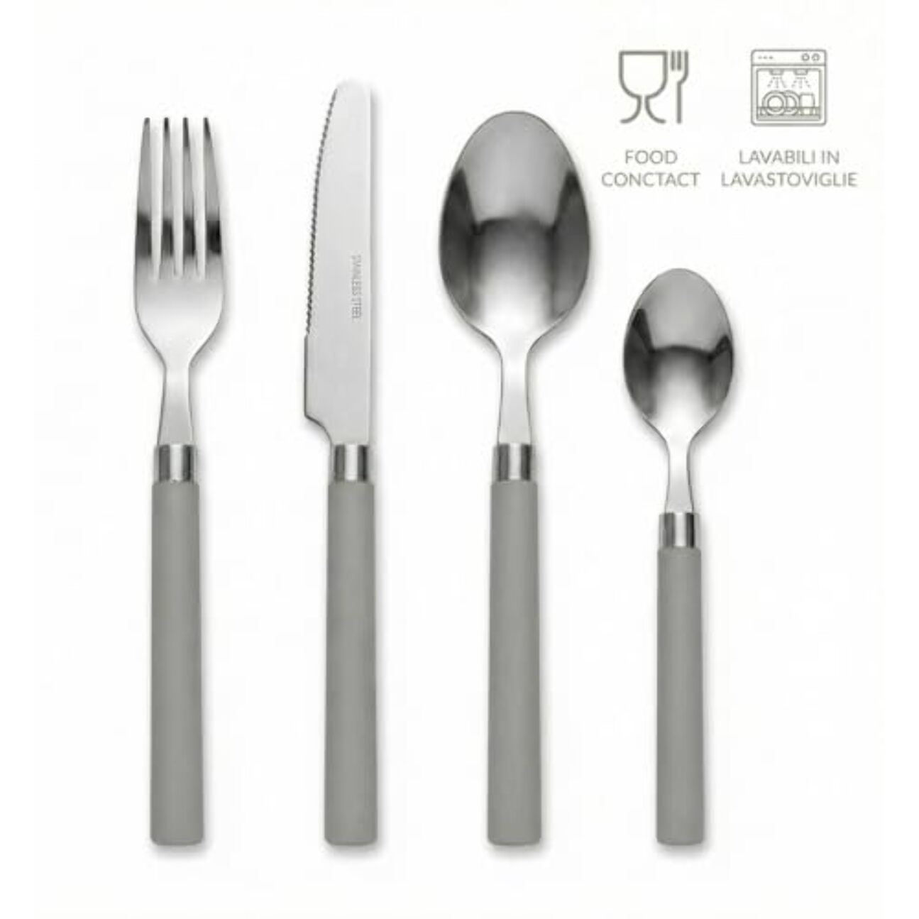 Set 24 Posate in Acciaio Inox 18/10, lavabile in lavastoviglie, design materico, Intrecci
