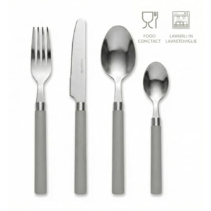 Set 24 Posate in Acciaio Inox 18/10, lavabile in lavastoviglie, design materico, Intrecci
