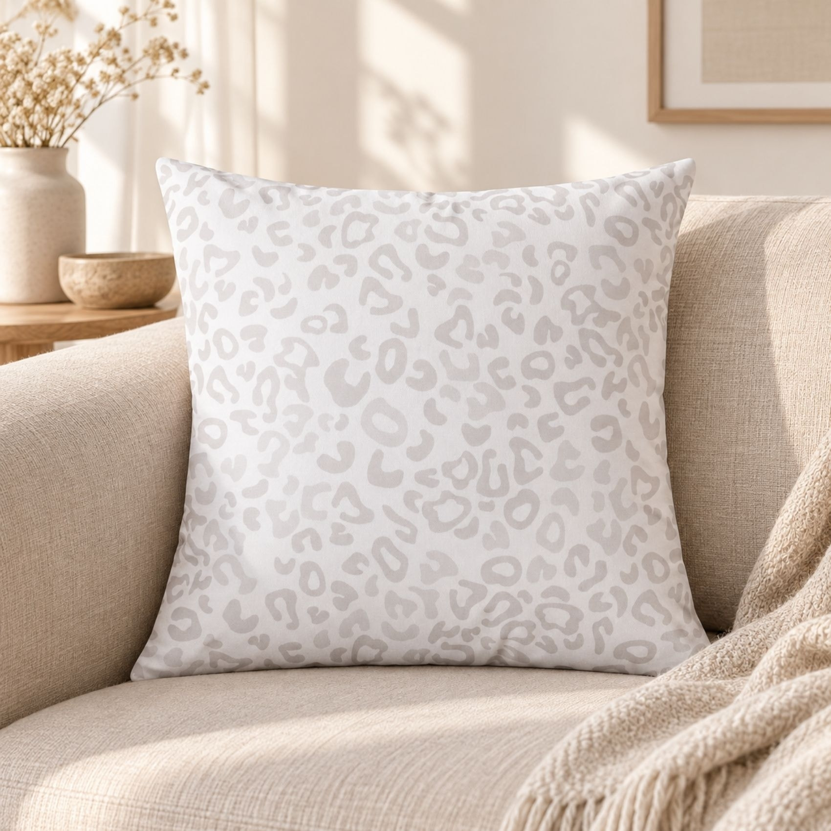 Coussin imprimé motif animalier - Beige