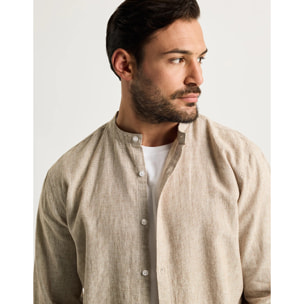 Camisa Manga Larga Beige Lino - Dare