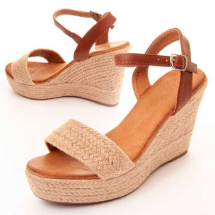 Sandalias de Cuña - Beige - Altura: 9 cm