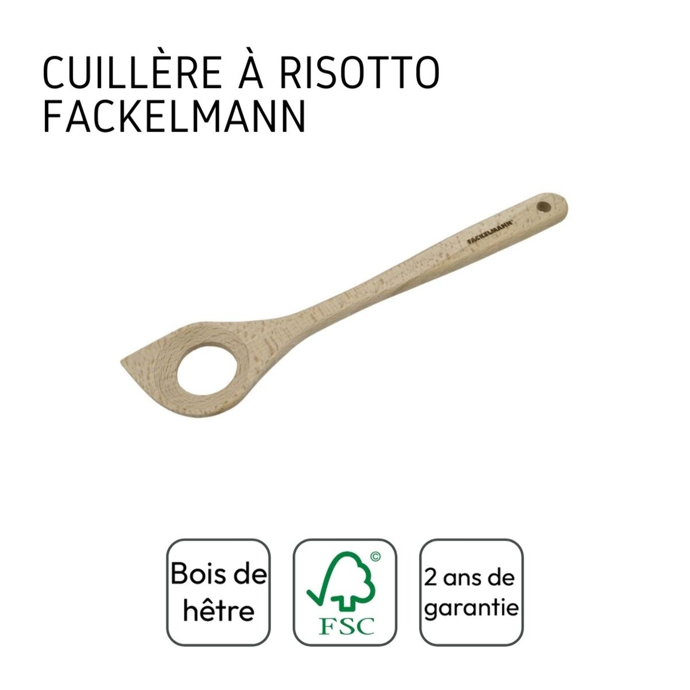Ensemble de 2 Cuillères de cuisine à risotto en bois FSC Fackelmann