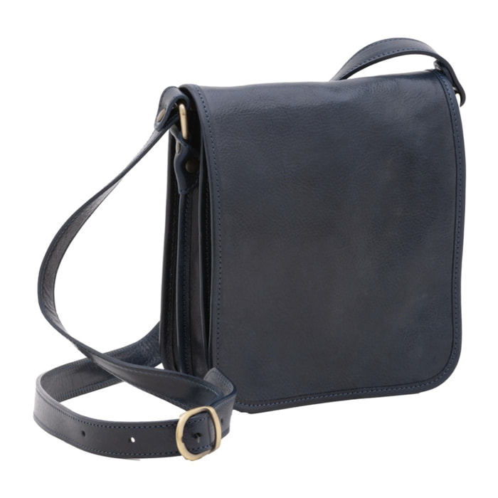 Borsa a tracolla uomo in vera pelle - Modello False - Made in Italy - 23.0 x 20.0 x 9.0 cm