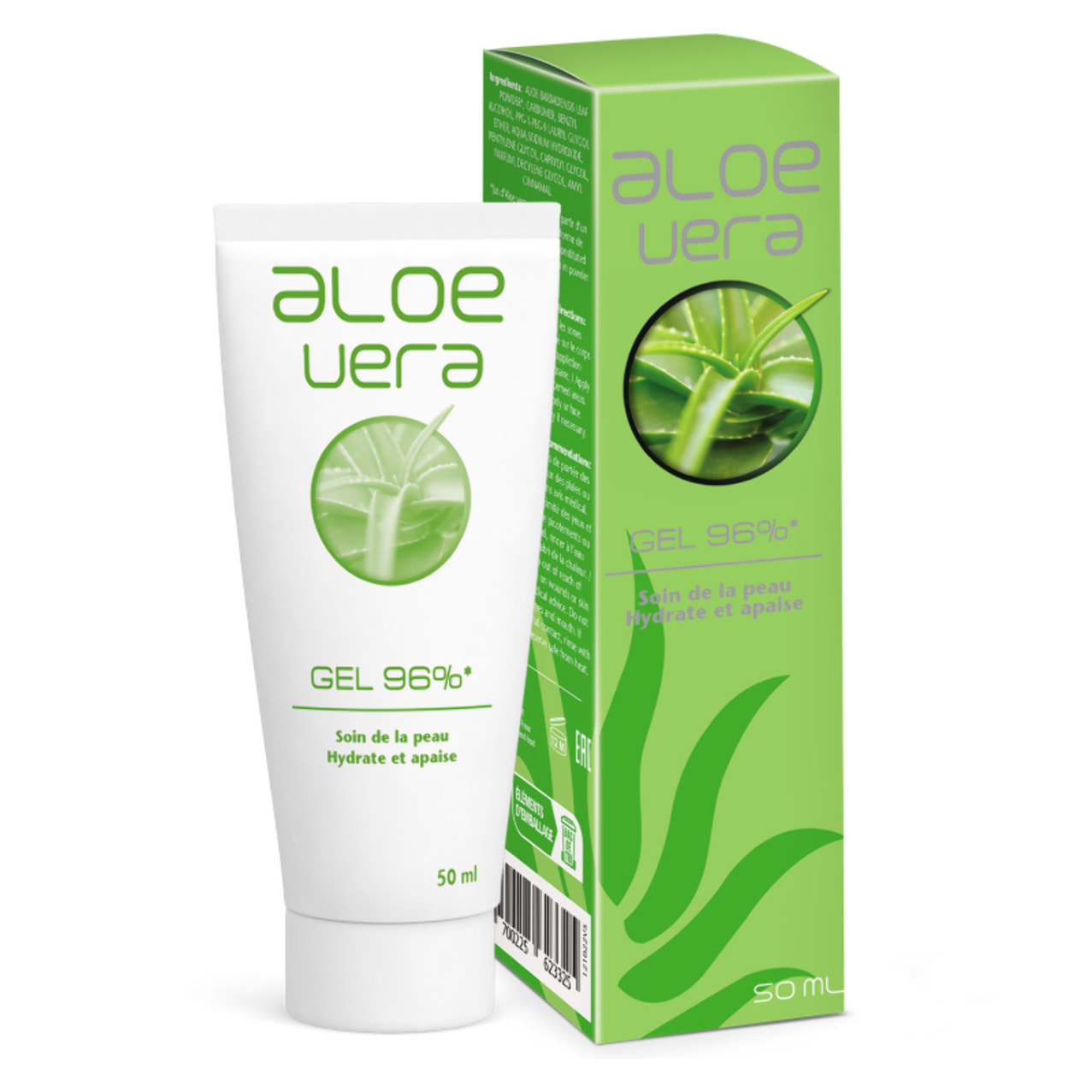 NUTRI EXPERT - Gel Aloe Vera 96% - Soin Hydratant & Apaisant Visage et Corps - Peaux Sensibles - Sans Paraben - Rougeurs et Après-Soleil - 50 ml