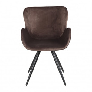Chaise en velours avec piètement en métal noir - LILOU