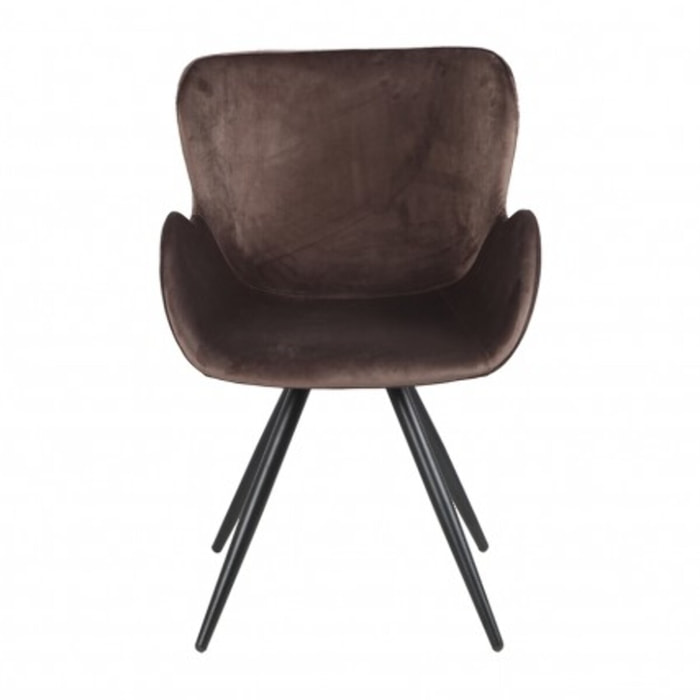 Chaise en velours avec piètement en métal noir - LILOU