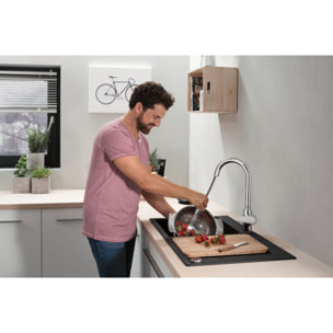 Mitigeur de cuisine 220 avec douchette extractible 2 jets chromé Focus M42