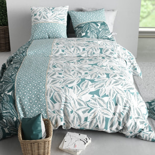 Parure housse de couette imprimé 100% coton - foliage